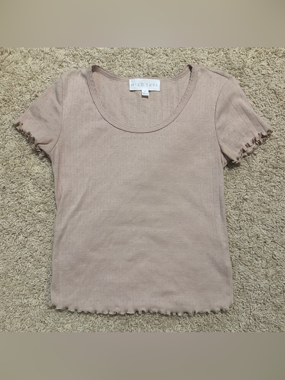 Wild Skye women’s s light brown pointelle ribbed top